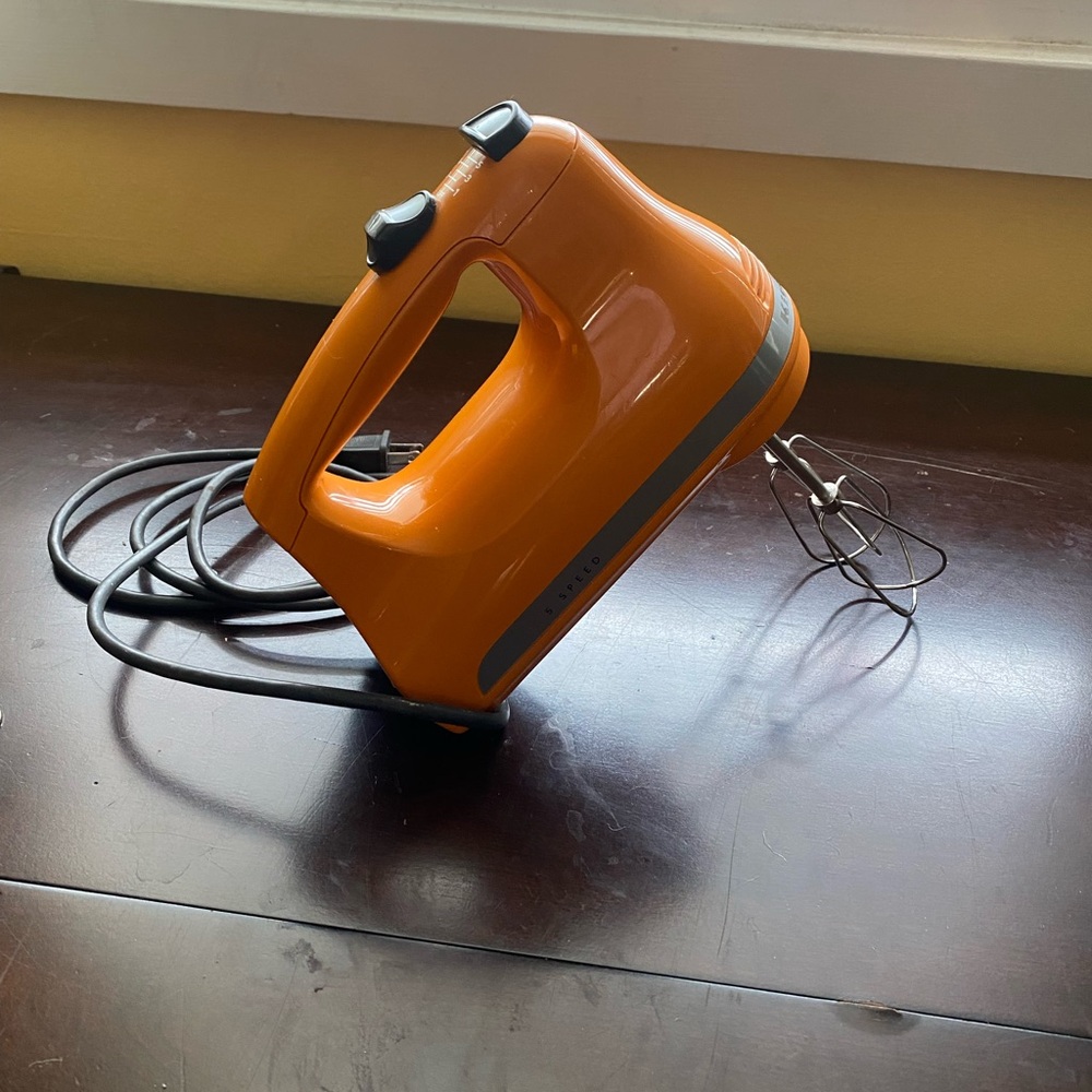 Orange 5 Speed KitchenAid Hand Mixer
